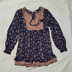 Floral Navy and Peach Mini Dress